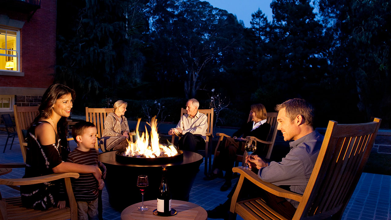 Inn at the Presidio Outdoor Firepit With Guests
